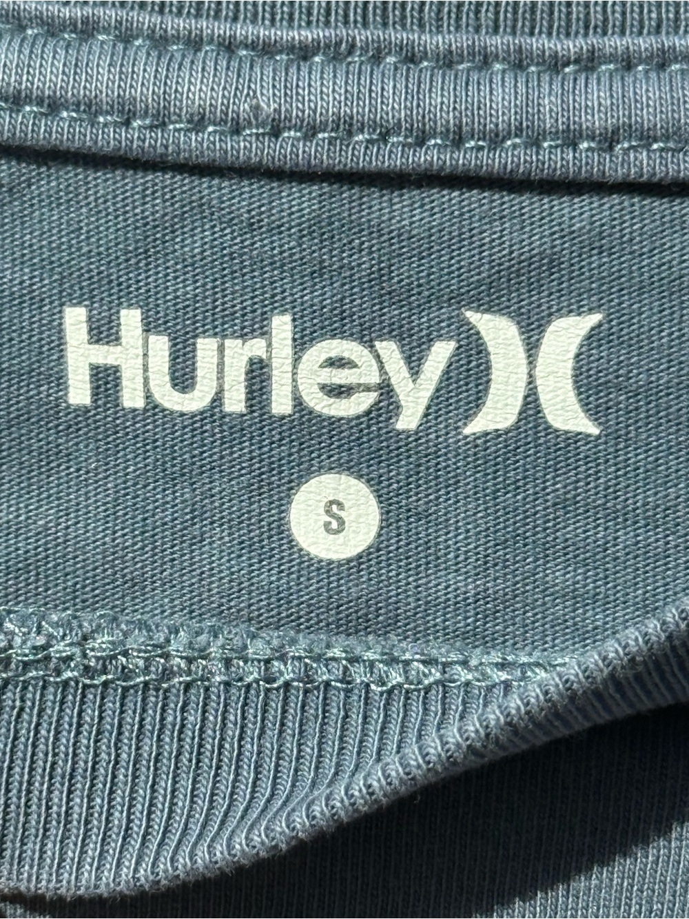 Hurley Logo Tee in Slate Blue with White Print - Picture 3 of 3
